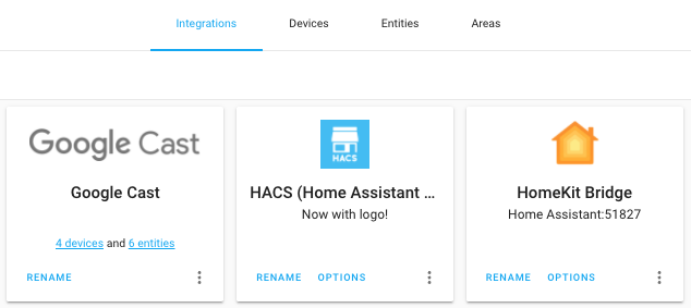 Screenshot of the HACS integration with its icon shown