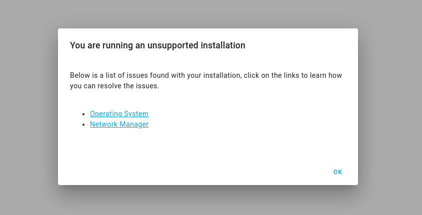 unsupported dialog