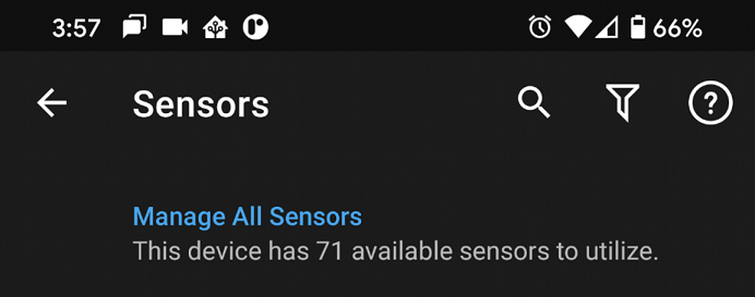 Screenshot of Sensor Search and Filter