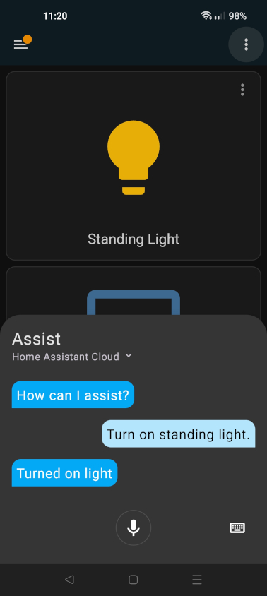 Captura de pantalla de Assist en la aplicación HA Companion