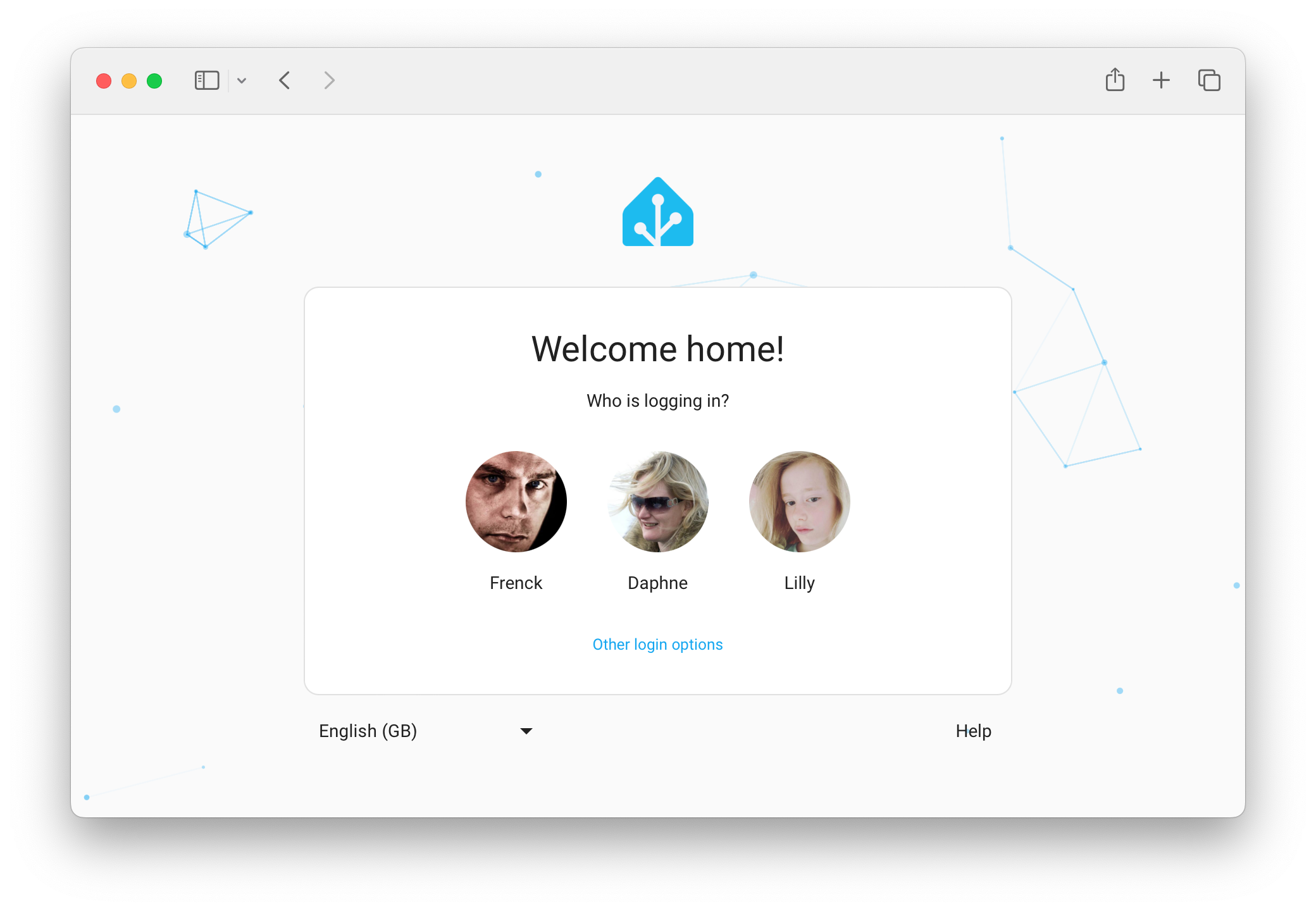 Screenshot of the new Home Assistant login screen that allows you to click on your profile picture to log in.