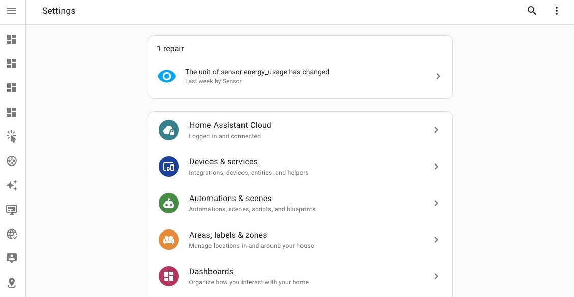 Screenshot showing a long-term statistic repair showing up in the settings menu