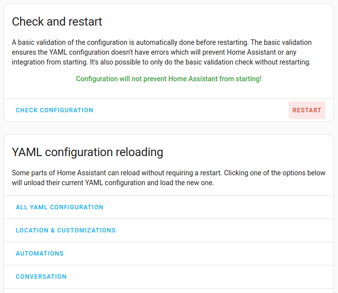 Reload configuration changes
