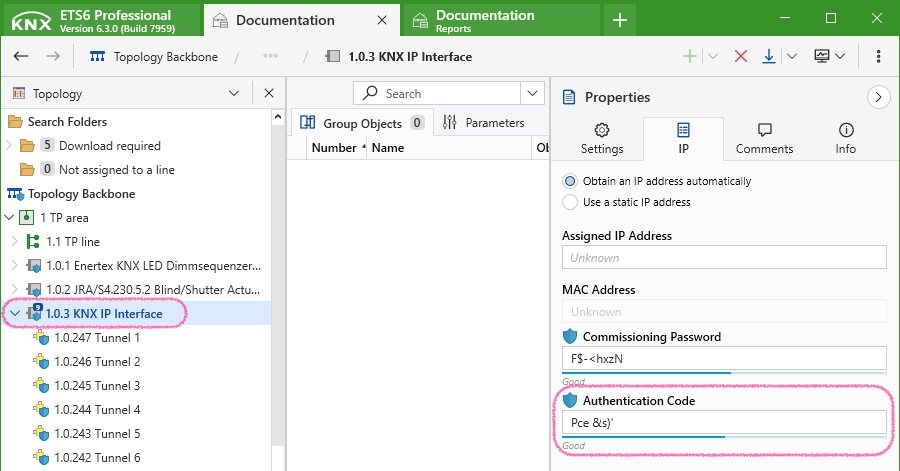 Obtain device authentication code in ETS