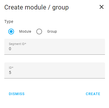 Create module/group dialog