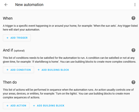 Screenshot: new automation