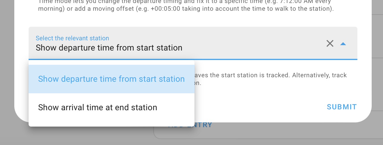 Departure versus arrival option